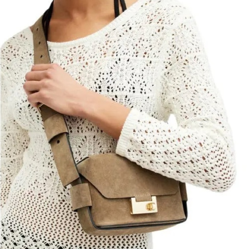 ALL SAINTS Frankie Suede Crossbody Belt Bag Purse